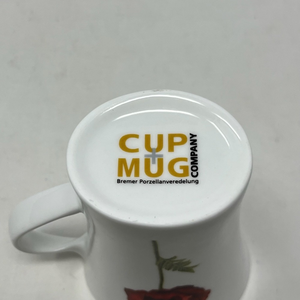 Cup + Mug Porcelain Coffee Tea Mug White Red Poppy Floral Cottagecore Euro Chic - Picture 10 of 12